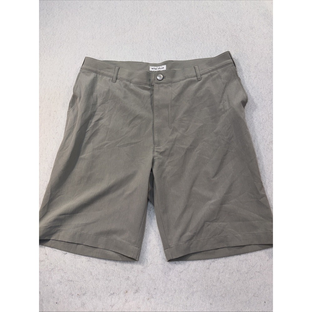 Peter Millar‎ Shackelford Shorts Men 38 Grey Beige Classic Fit Performance Golf
